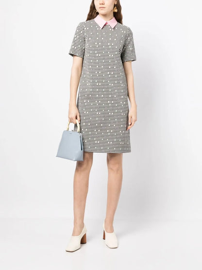 Pid De Coq Jacquard Shirt Dress