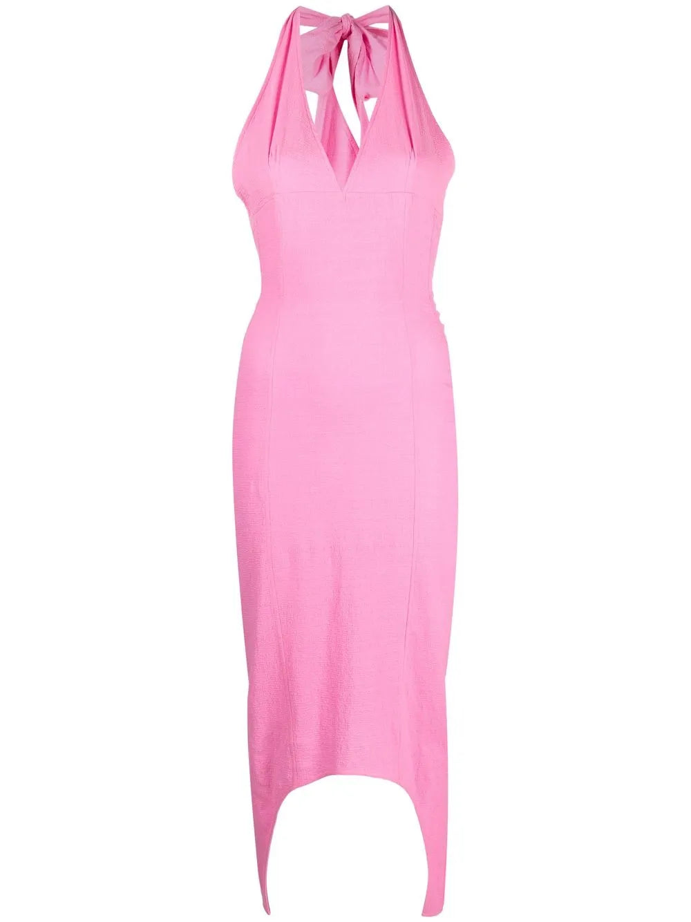 Asymmetric Hem Halterneck Dress