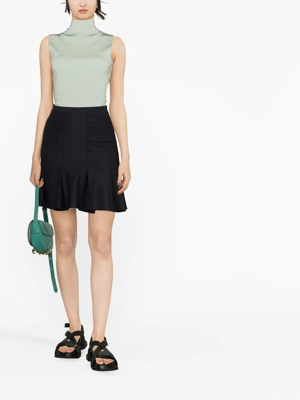 High-Waist Pleated Miniskirt