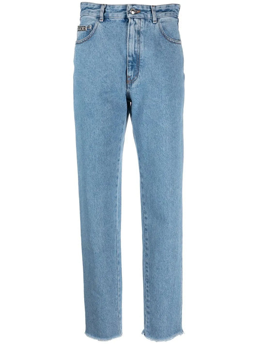Crystal-Embellished Detail Straight Jeans