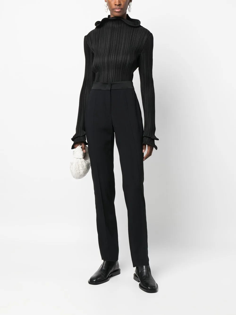 High-Waisted Slim-Cut Trousers