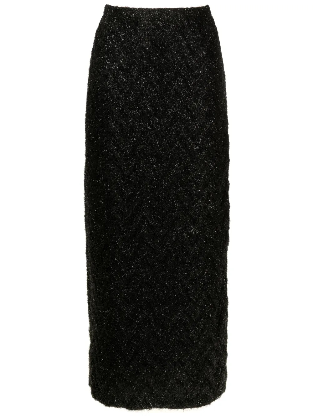 High-Waisted Tinsel Midi Skirt
