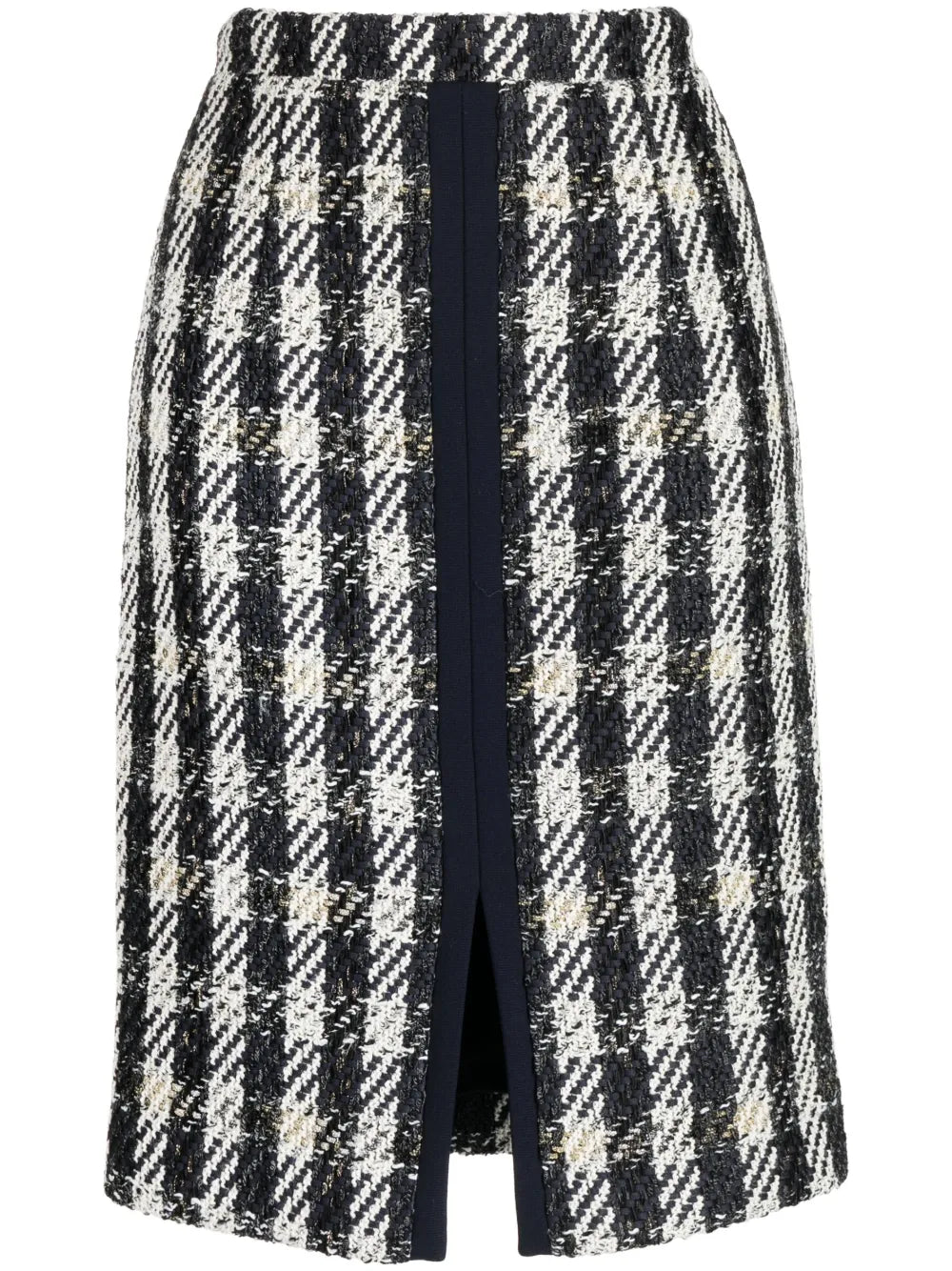 Pencil Tweed Houndstooth-Pattern Skirt