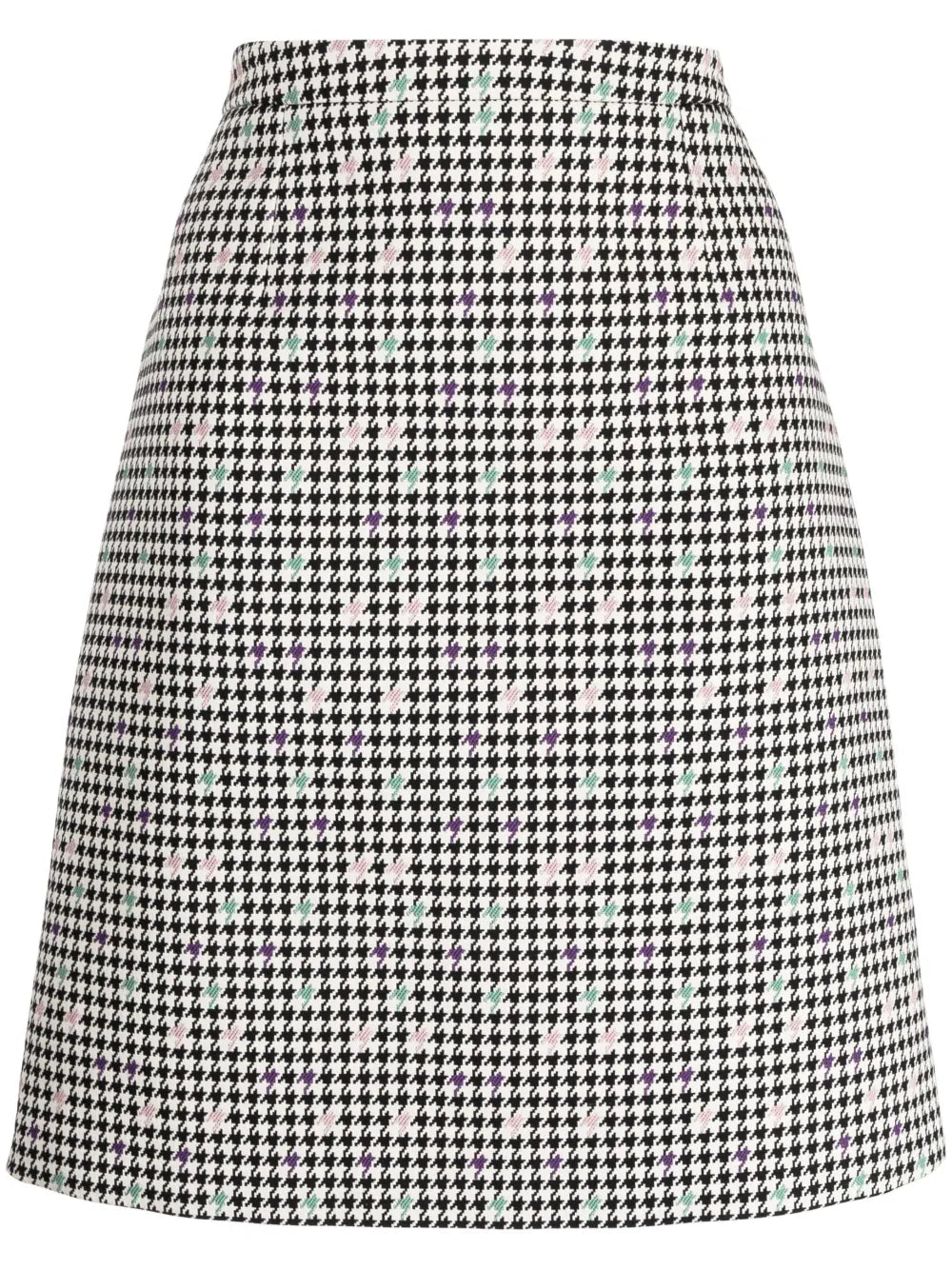 Houndstooth Cotton-Blend Skirt