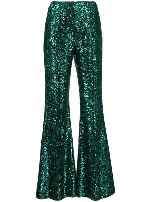 Sequin-Embellished Flared Trousers
