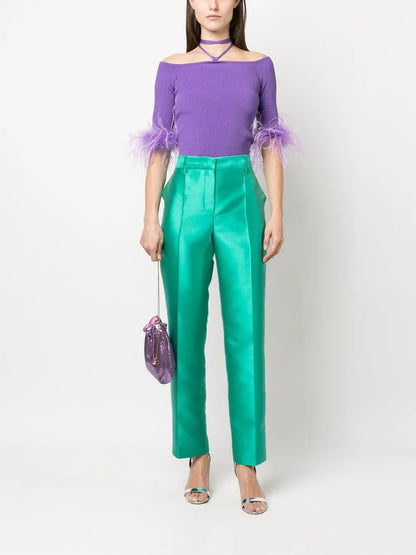Satin Straight-Leg Trousers