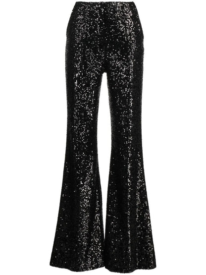 Sequin-Embellished Flared Trousers