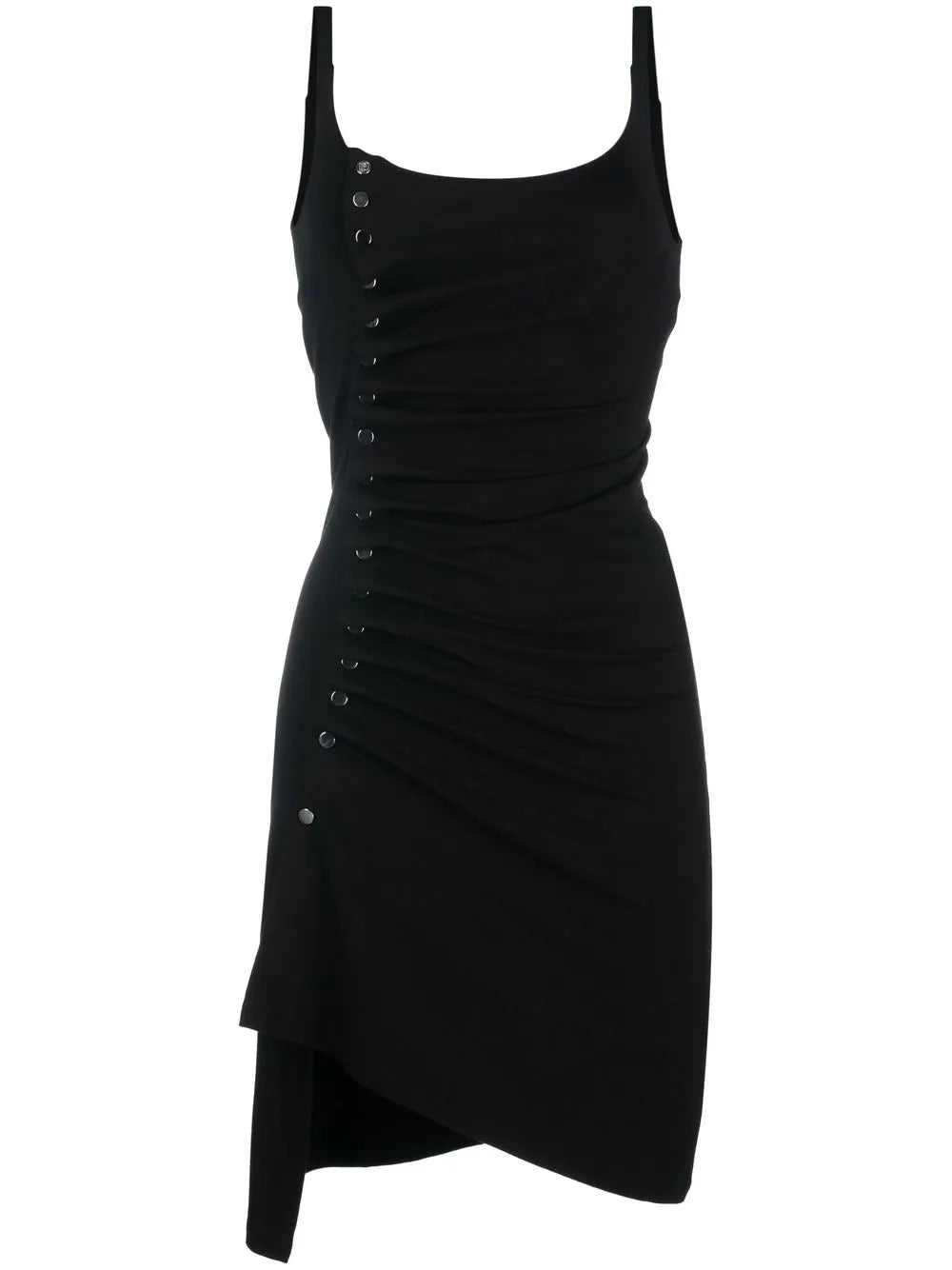 Button-Detailed Draped Minidress