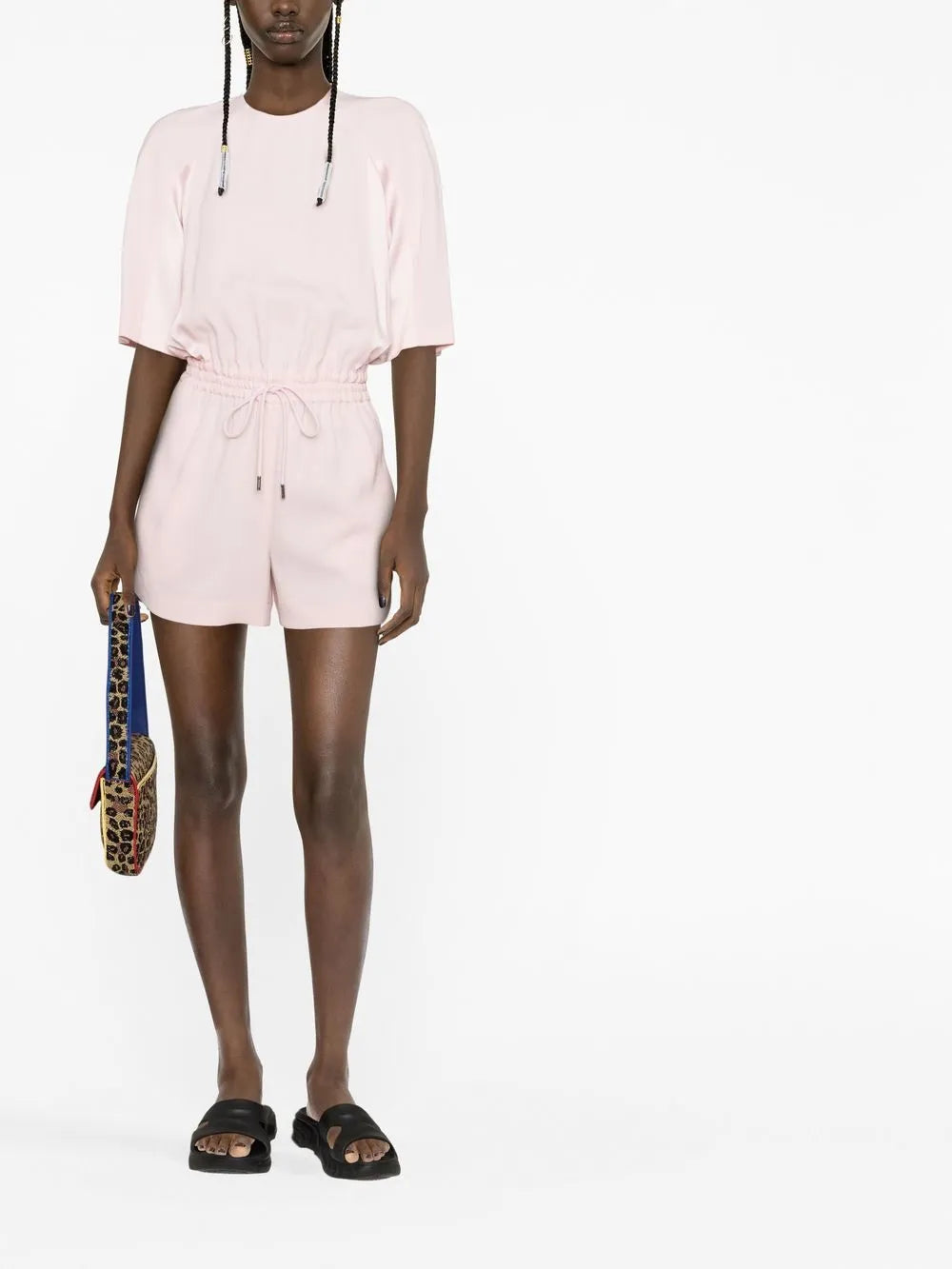 Short-Sleeve Drawstring-Waist Playsuit