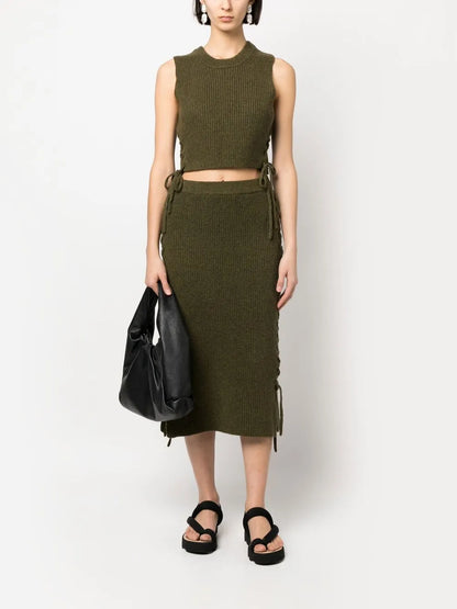 Amani Lace-Up Ribbed Crop Top