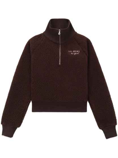 Logo-Embroidered Zip-Up Jumper