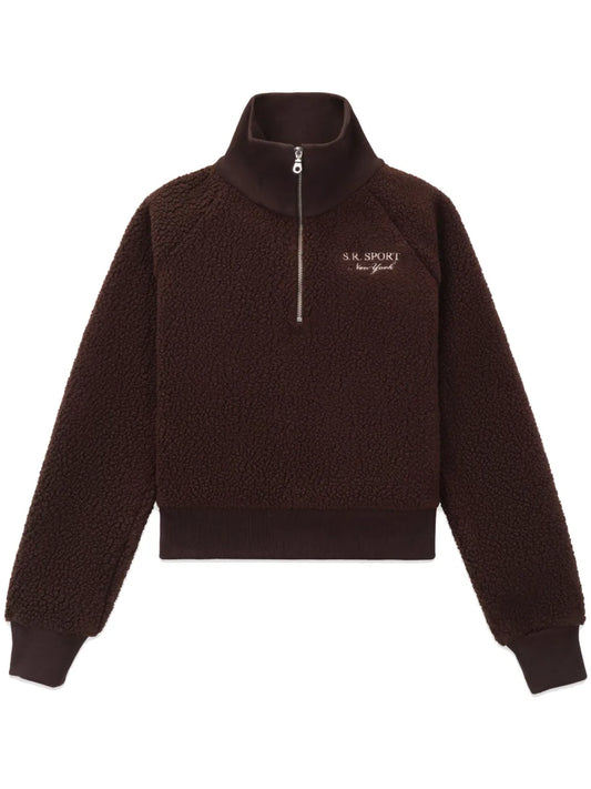 Logo-Embroidered Zip-Up Jumper