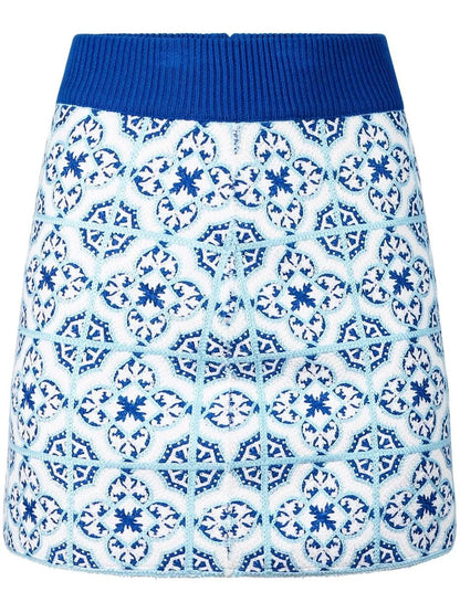 Matilde Tile-Motif Fitted Skirt