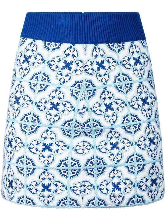 Matilde Tile-Motif Fitted Skirt
