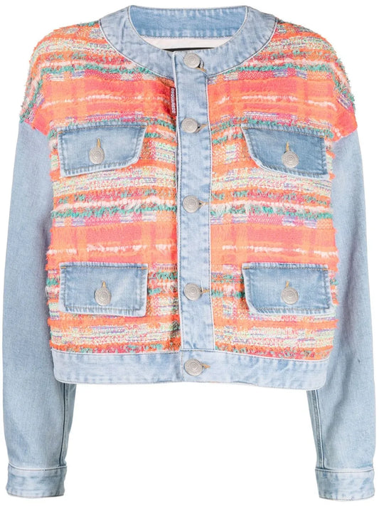 Panelled Button-Front Denim Jacket