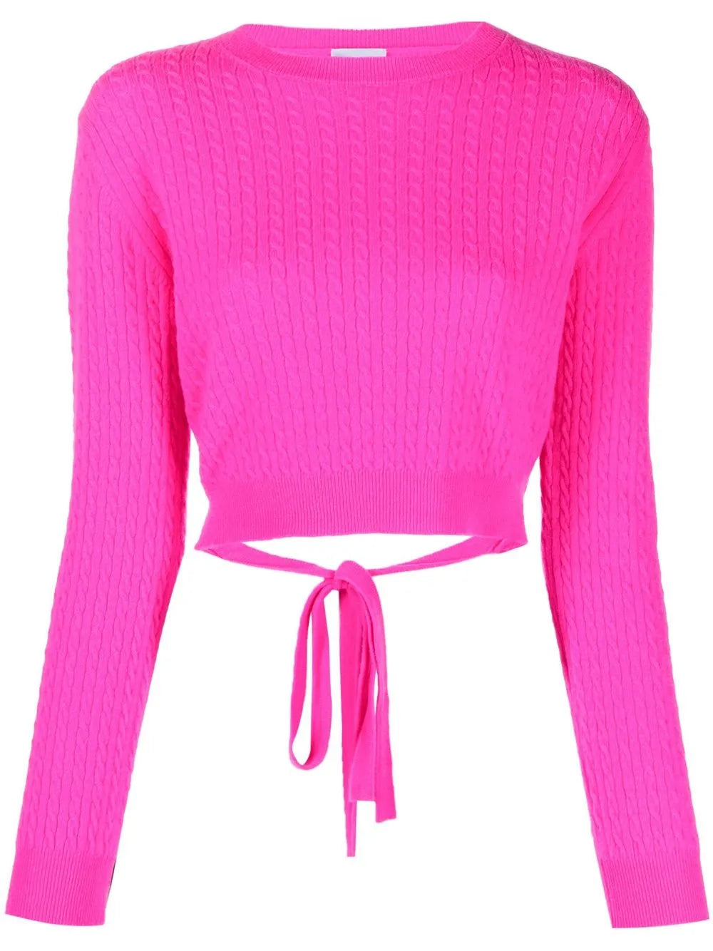 Cable-Knit Rear-Tie Cropped Jumper