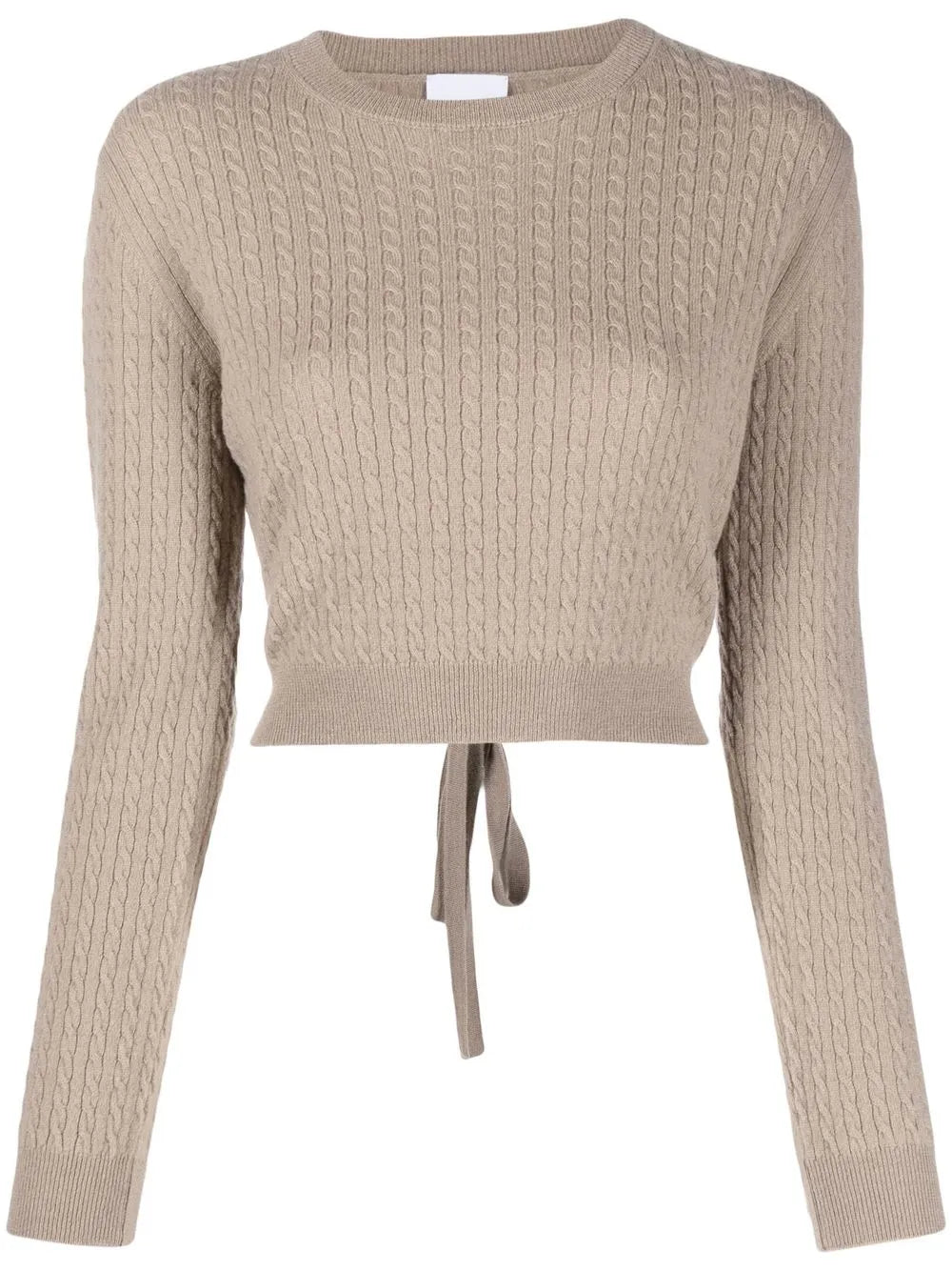 Cable-Knit Rear-Tie Cropped Jumper