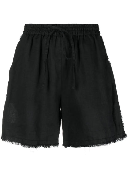 Frayed Drawstring-Waist Shorts