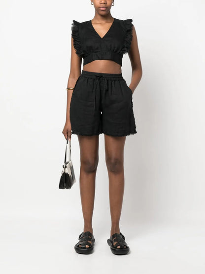 Frayed Drawstring-Waist Shorts