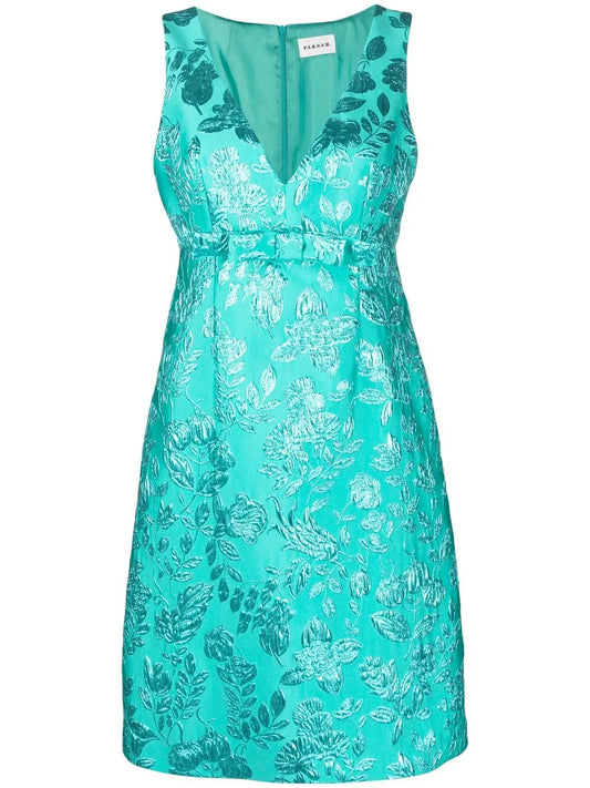 Floral-Embroidered Sleeveless Minidress