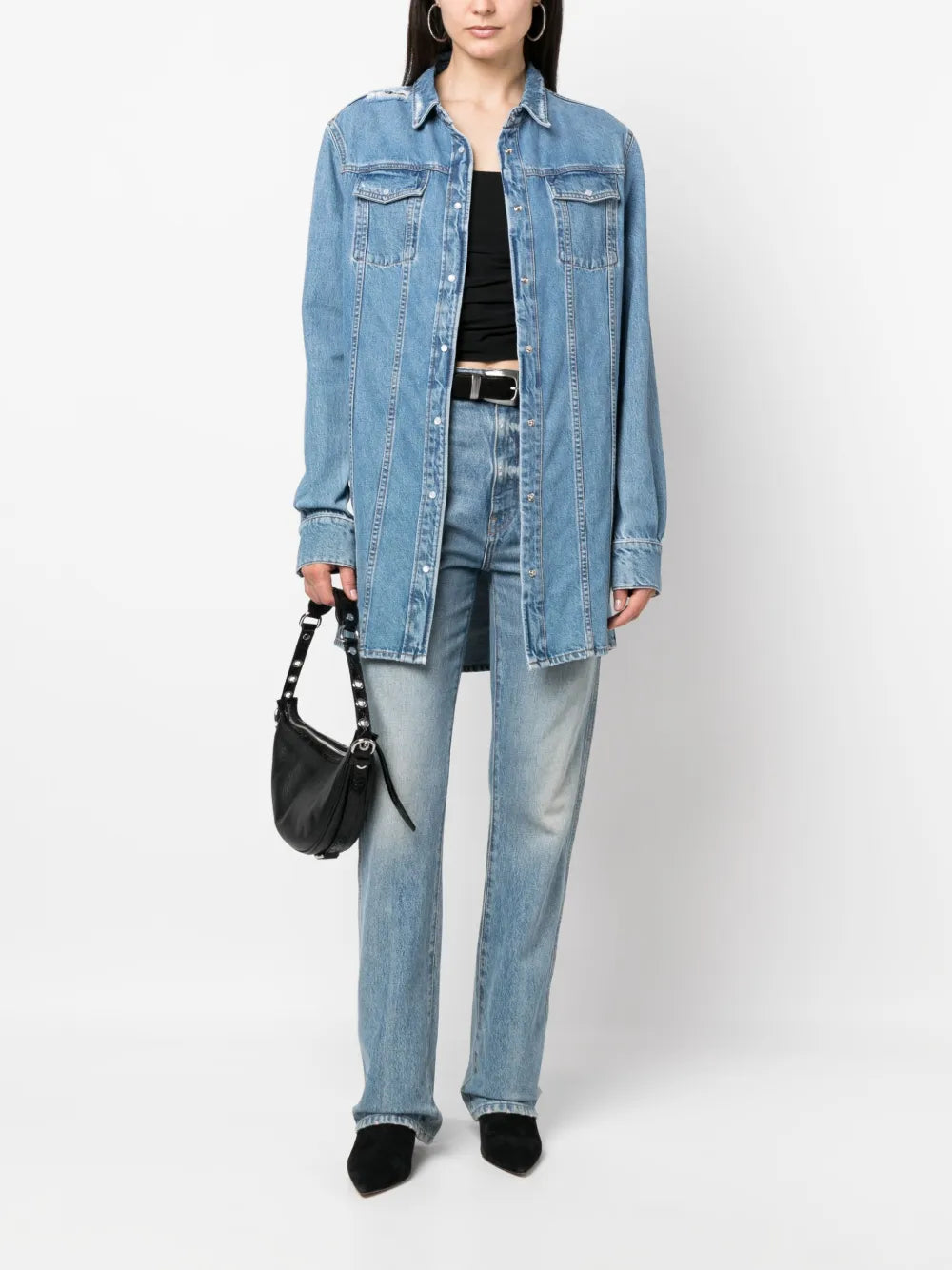 Long Denim Shirt Jacket