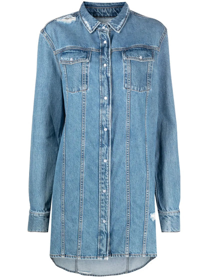 Long Denim Shirt Jacket