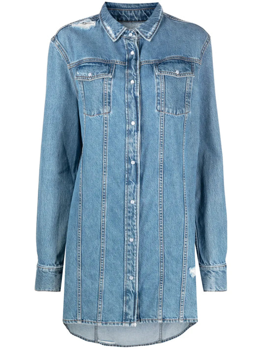 Long Denim Shirt Jacket