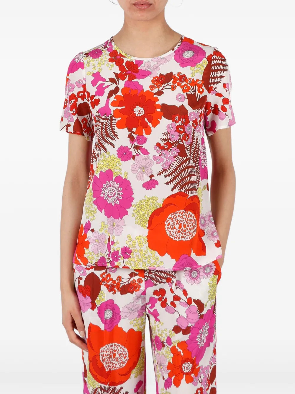 Floral-Print Silk Blouse