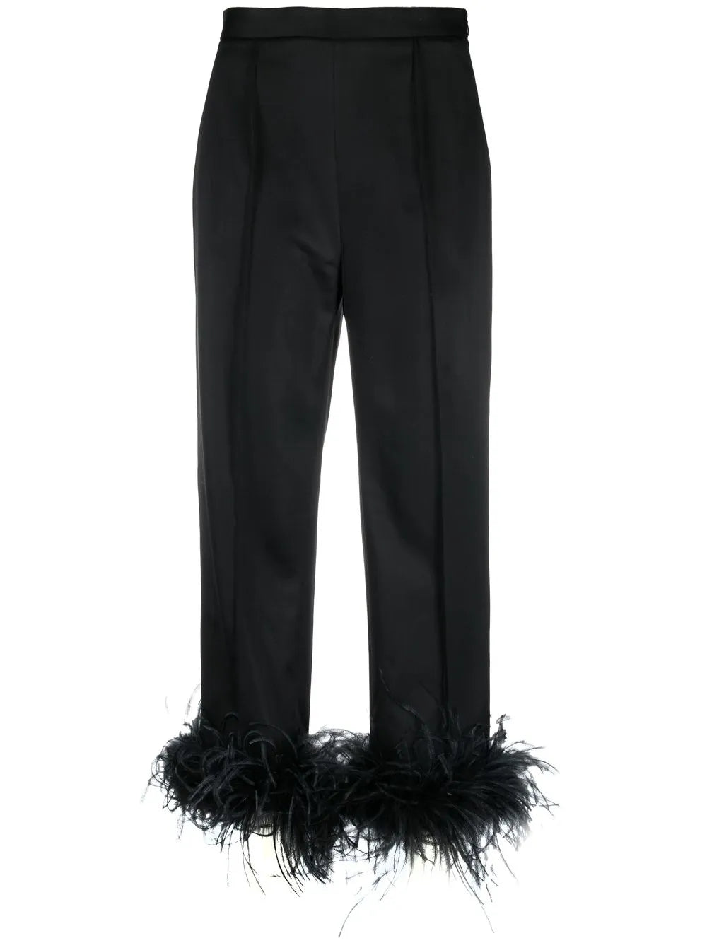 Feather-Trim Cropped Trousers
