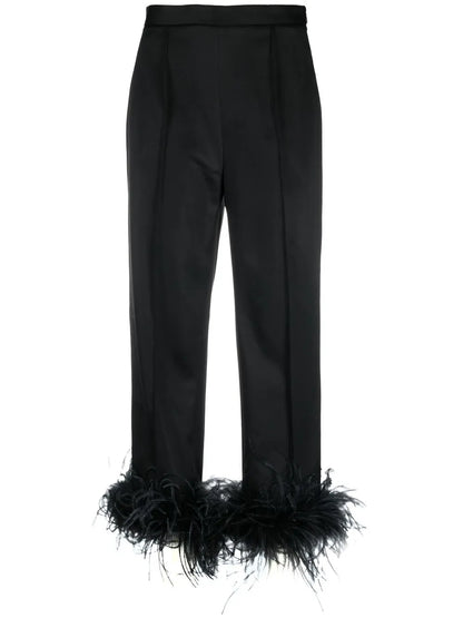 Feather-Trim Cropped Trousers