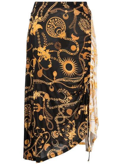 Ornament Moon-Print Midi Skirt