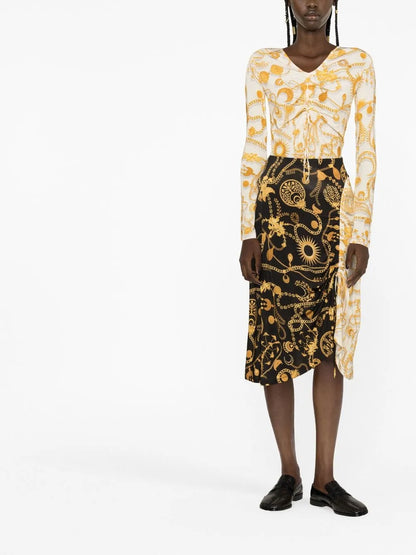 Ornament Moon-Print Midi Skirt