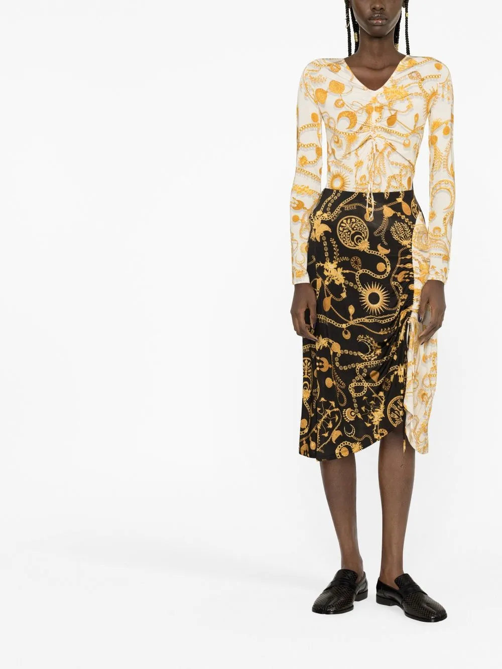 Ornament Moon-Print Long-Sleeve Top