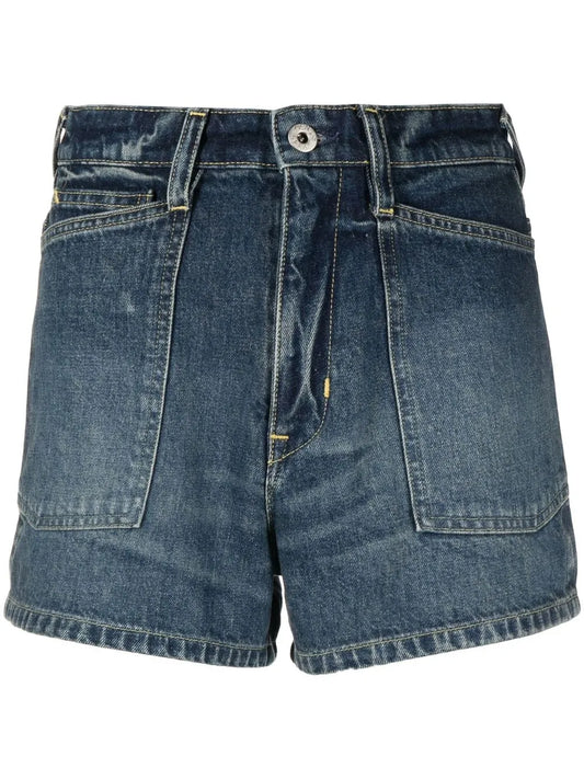 Logo-Patch Denim Short Shorts