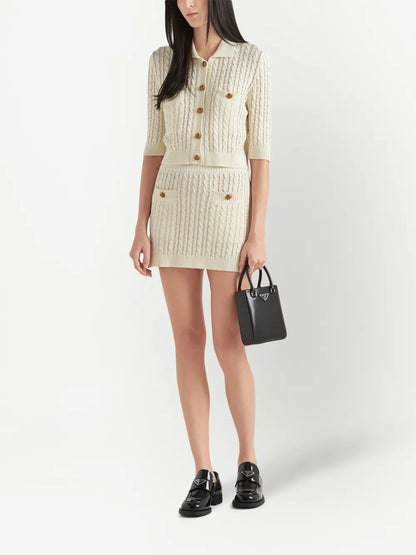 Cable-Knit Cotton Miniskirt