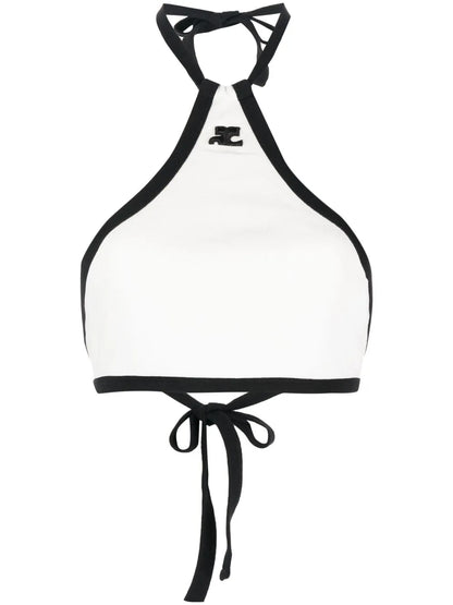 Two-Tone Halterneck Crop Top