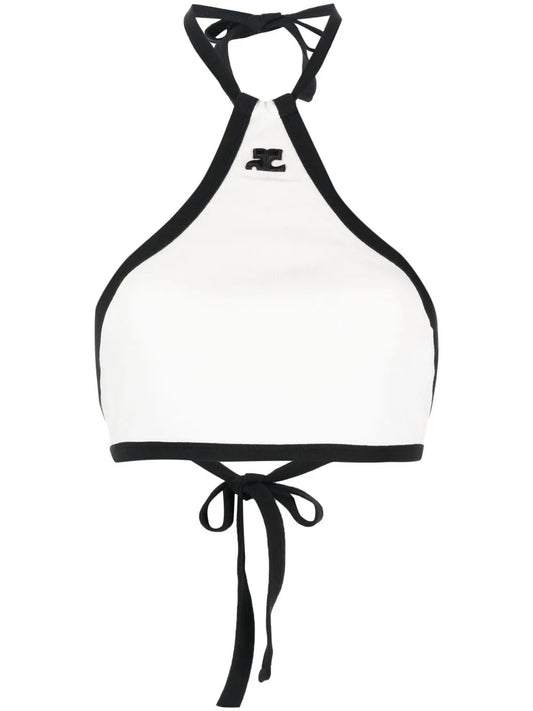 Two-Tone Halterneck Crop Top