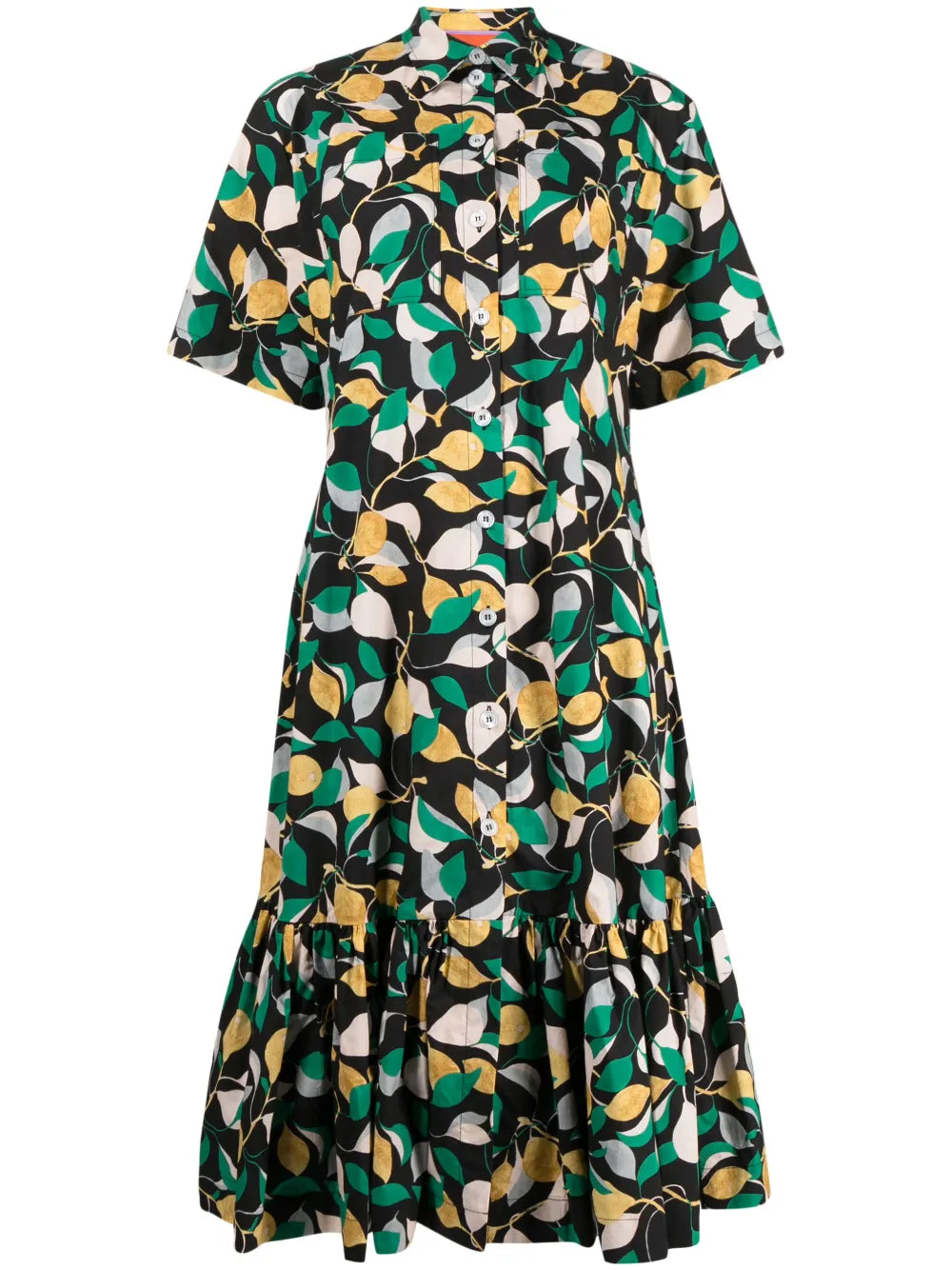 Orchard-Print Shirt Midi Dress