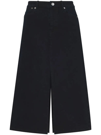 Sloan Washed-Denim Mid Skirt