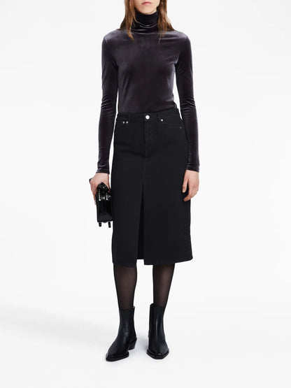 Sloan Washed-Denim Mid Skirt