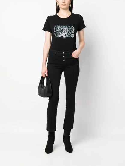 Logo-Embellishment Stretch-Cotton T-Shirt