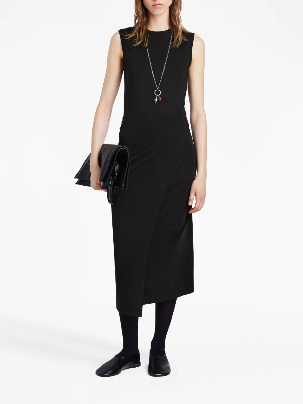 Asymmetric Jersey Midi Dress