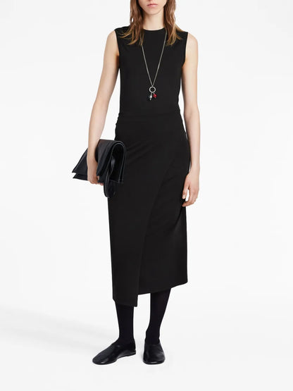 Asymmetric Jersey Midi Dress