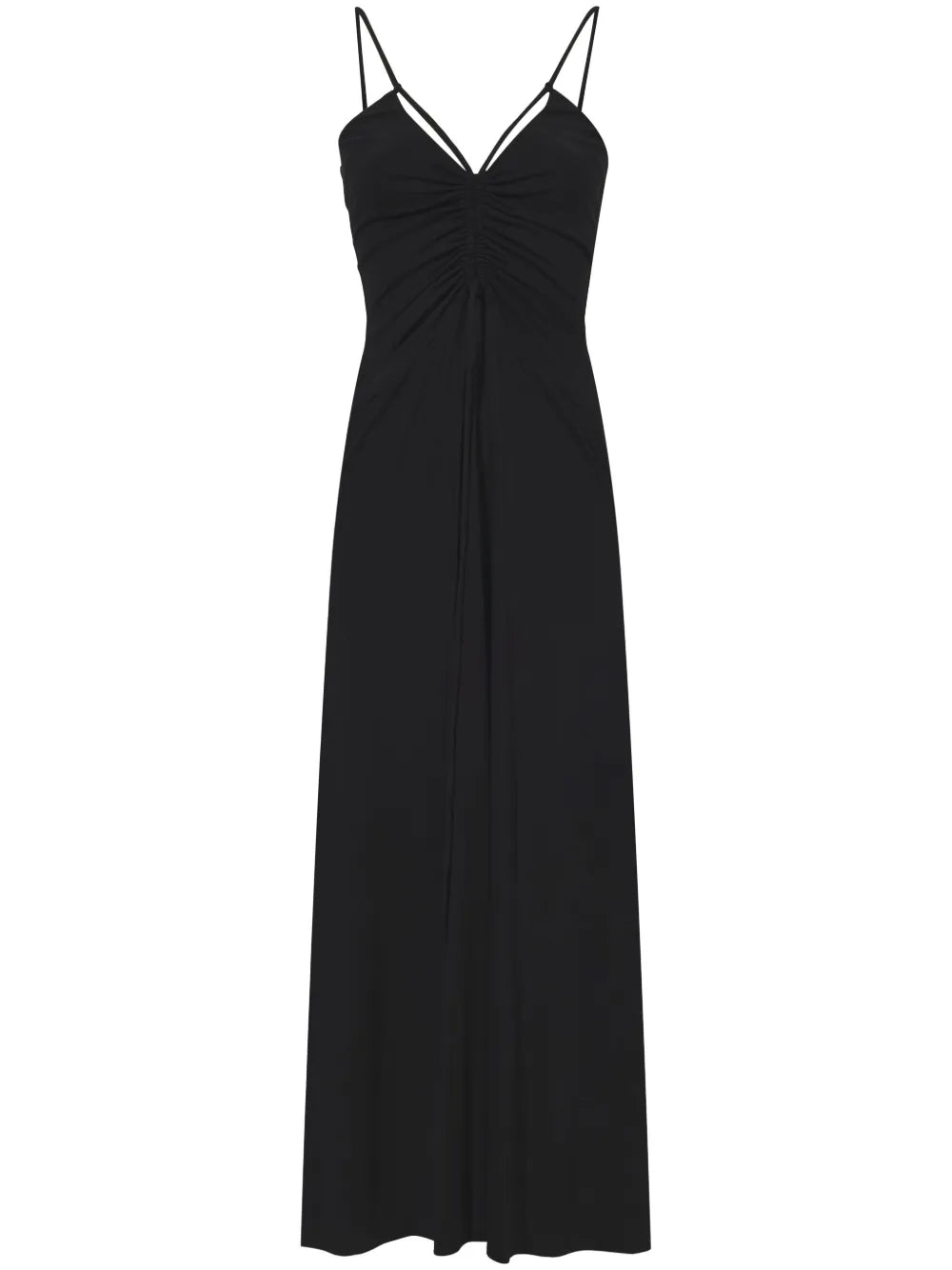 Gathered-Neckline Sleeveless Long Dress