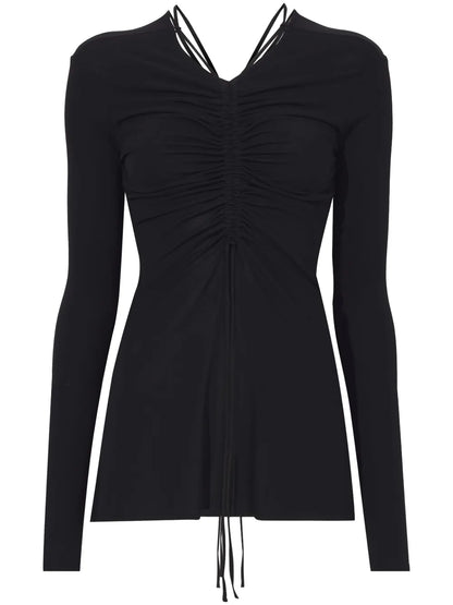 Gathered-Detail Long-Sleeve Top