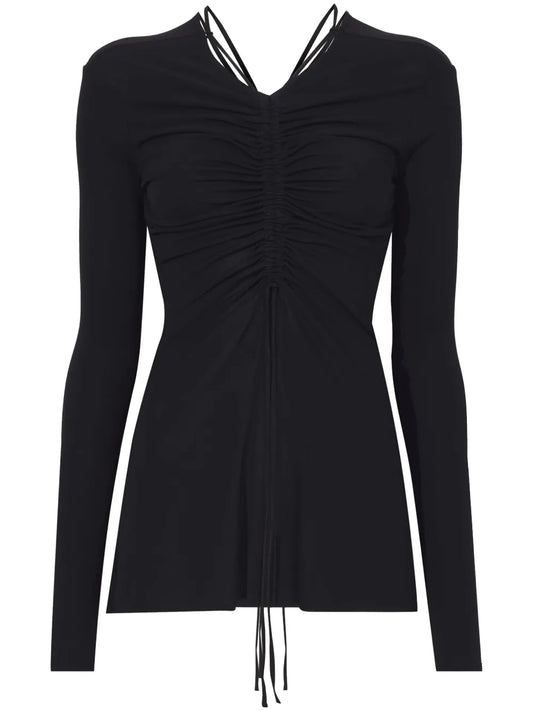 Gathered-Detail Long-Sleeve Top
