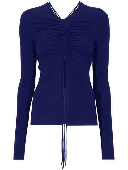 Gathered-Detail Long-Sleeve Top