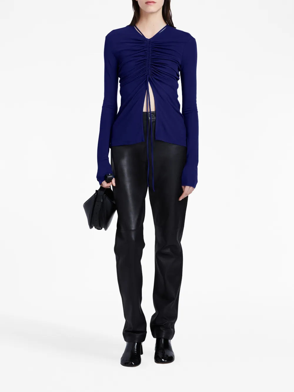 Gathered-Detail Long-Sleeve Top