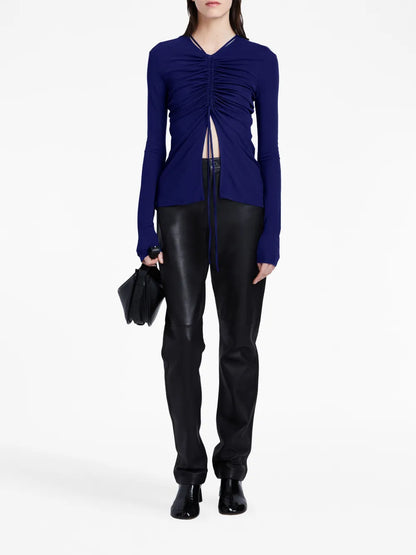 Gathered-Detail Long-Sleeve Top