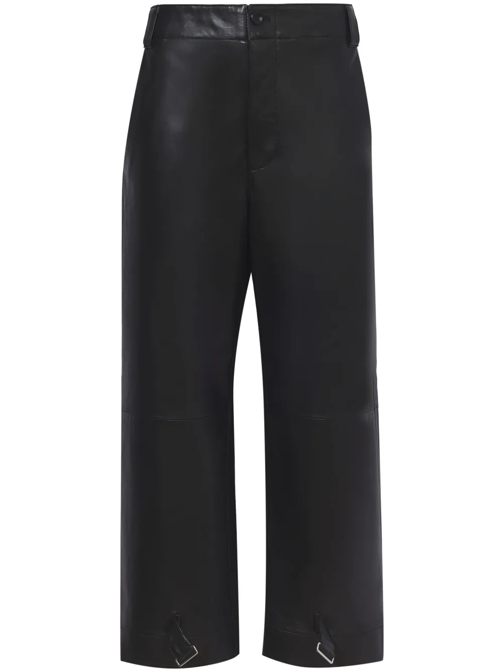 Leather Cropped Straight-Leg Trousers